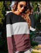 Women's Long Sleeve Color Block Tops Sweatshirts Pullover Tunic Shirts Blouses