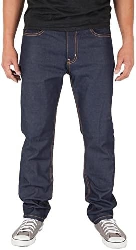 Mens 12 oz Raw Denim Pants Classic Straight Rigid Jeans