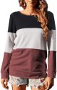 Women's Long Sleeve Color Block Tops Sweatshirts Pullover Tunic Shirts Blouses