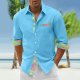 Mens Color Matching Digital 3D Printing Style Printing Holiday Seaside Beach Long Sleeved Shirt Top Mens Tops