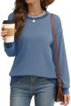 Sweatshirts for Women Long Sleeve Loose Fit Tops Color Block Ribbed Trim Fashion