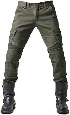 Mens Motorcycle Riding Pants,Motocross Wear Resistant Durable Trousers Motorbike Knee Hip Armored Jeans