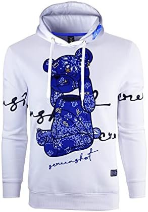 Mens Premium Hoodie - Animation Cartoon Character Embroidery Patch Gel Print Hooded Sweatshirt