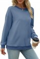 Sweatshirts for Women Long Sleeve Loose Fit Tops Color Block Ribbed Trim Fashion