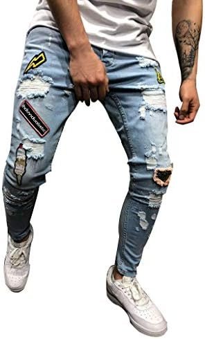 Men Jeans Relaxed fit Cotton Hip Hop Loose Work Long Trousers Jeans Pants Wide Leg Trousers Pants Mens Jeans Mens