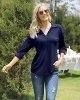 Women's 3/4 Sleeve Blouse V Neck Collared Shirts Ladies Tunic Tops