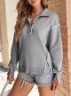 Women's Sweatshirts Casual Loose Button Pullover Top Reverse Seam High Low Split Fall Fashion Outfits