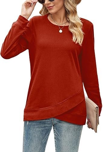 Sweatshirts for Women Long Sleeve Shirts Tulip Hem Fall Tops