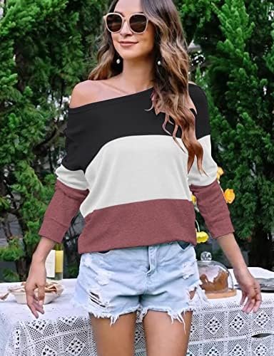 Women's Long Sleeve Color Block Tops Sweatshirts Pullover Tunic Shirts Blouses