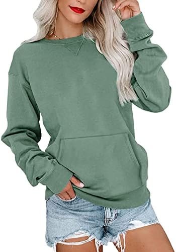 Sweatshirt for Women Long Sleeve Sweatshirt Casual Solid Pullover Loose Fit Sweatshirt with Pocket