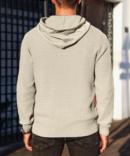 Men's Hooded Sweatshirt Hoddie Solid Knitted Pullover Long Sleeve Casual Sweater