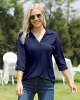 Women's 3/4 Sleeve Blouse V Neck Collared Shirts Ladies Tunic Tops