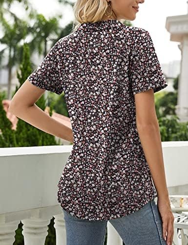 Womens Short Sleeve Polo T Shirts V Neck Summer Basic Tops Fashion Business Casual Work Blouse S-XXL