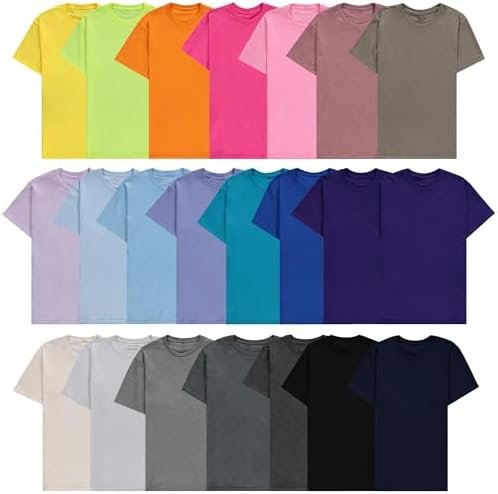 12 Pack Plus Size Men's Cotton T-Shirt Bulk Big & Tall Short Sleeve Lightweight Premium Fitted Classic Tees