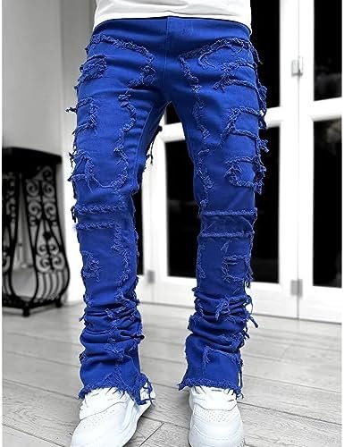 Men's Regular Fit Comfort Jean Pure Colour Jean with Zipper Pocket Jean Trouser Solid Fashion Jean Men Jeans Big