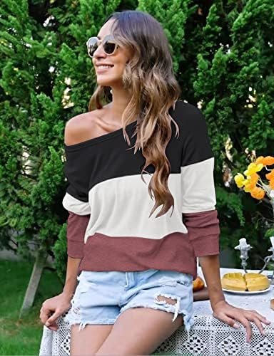 Women's Long Sleeve Color Block Tops Sweatshirts Pullover Tunic Shirts Blouses