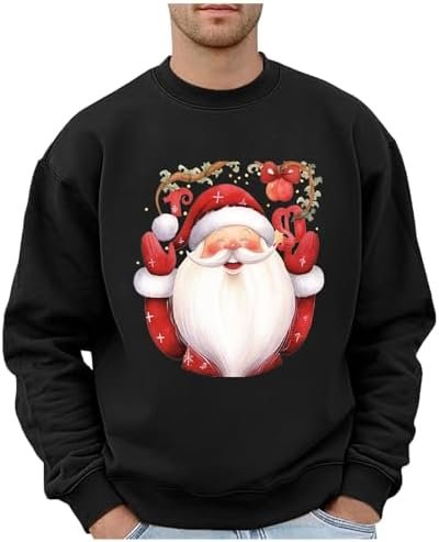 Christmas Men's Graphic Print Pullover Hoodie | Festive No Hood Sweatshirt Sweat Jacket Men