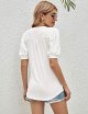 Women Casual V-Neck T-Shirts Loose Puff Short Sleeve Tops Tunic Blouses