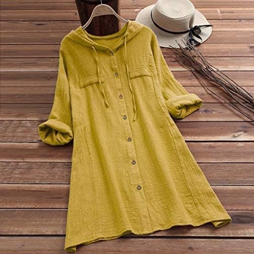 Tee Shirt Tops Size Button Blouse Loose Womens Hooded Casual Pocket Plus Women's Blouse Blouses Winter Women